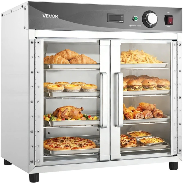 Main image of VEVOR Electric Hot Box Food Warmer, 4-Tier Commercial Warming Cabinet with Water Tray, Glass Door and Adjustable Shelves, Stainless Steel Food Warmer Cabinet, for Restaurant, Kitchen, Pizza, Chicken