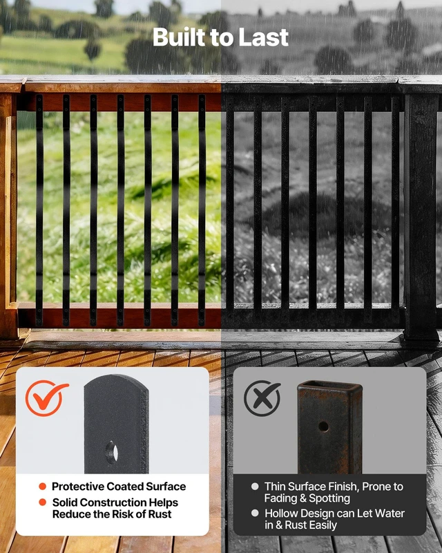 Alt view image 3 of 8 - VEVOR 61 Pack Deck Balusters, 32.28 x 1 in Metal Railing Spindles, Galvanized Steel Decking Stair Balusters with Screws, Stylish Wavy Design for Outdoor Deck, Porch & Staircase Railing Fence, Black