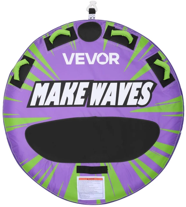 Main image of VEVOR Towable Tubes for Boating, 2-Rider Inflatable Boat Tubes and Towables, 340lbs Capacity Water Sport Tube for Boat to Pull - with Anti-Slip Pad, Full Nylon Cover, Padded Handles & Safety Valve