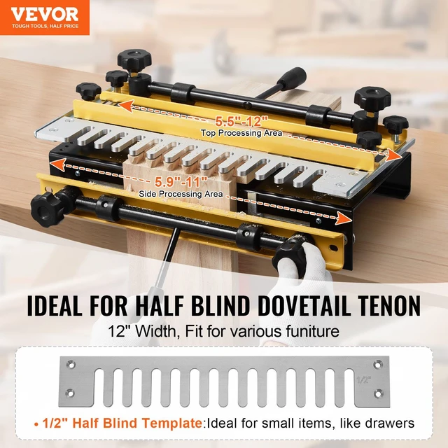 Alt view image 2 of 8 - VEVOR Dovetail Jig, 12 in Width, Dove Tailing Router Jigs with Router Bit & 1/2 Template, Precise Alignment Dove Tail Jig, Mortise and Tenon Jig Woodworking Tools for Furniture & Wood Cabinet Making