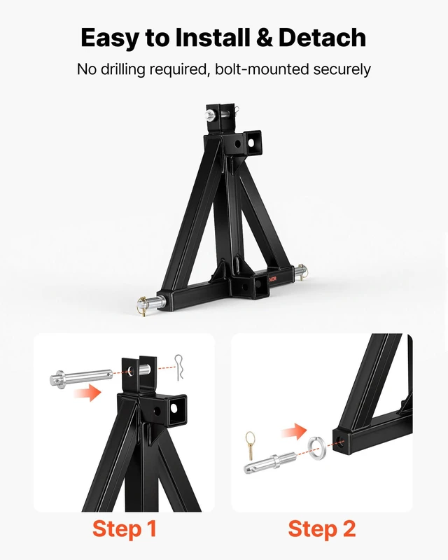 Alt view image 5 of 8 - VEVOR 3 Point Trailer Hitch with 2" Receiver, 3 Pt Quick Hitch Attachment, Tractor Tow Drawbar Adapter, Compatible with Category 1, Kubota, Mahindra, Ford, Yanmar, John Deere, Massey Ferguson, Tractor