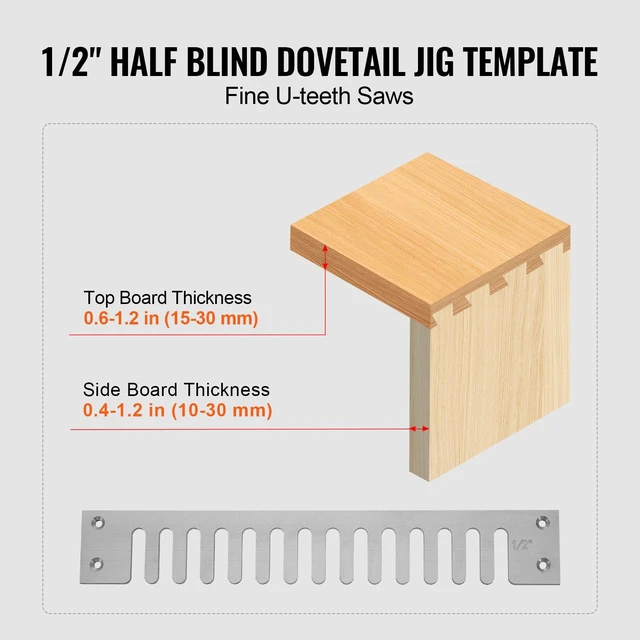 Alt view image 3 of 8 - VEVOR Dovetail Jig, 12 in Width, Dove Tailing Router Jigs with 4 Router Bits & 3 Templates, Precise Alignment Dove Tail Jig, Mortise and Tenon Woodworking Tools for Furniture & Wood Cabinet Making