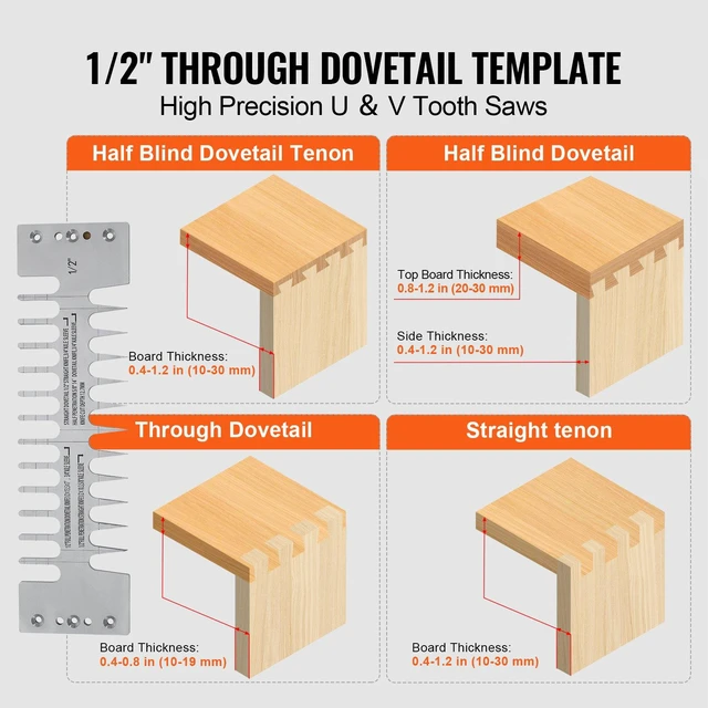 Alt view image 4 of 8 - VEVOR Dovetail Jig, 12 in Width, Dove Tailing Router Jigs with 4 Router Bits & 3 Templates, Precise Alignment Dove Tail Jig, Mortise and Tenon Woodworking Tools for Furniture & Wood Cabinet Making