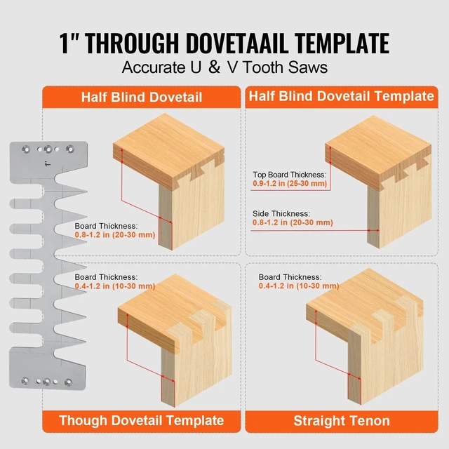 Alt view image 5 of 8 - VEVOR Dovetail Jig, 12 in Width, Dove Tailing Router Jigs with 4 Router Bits & 3 Templates, Precise Alignment Dove Tail Jig, Mortise and Tenon Woodworking Tools for Furniture & Wood Cabinet Making
