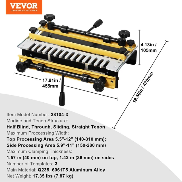 Alt view image 7 of 8 - VEVOR Dovetail Jig, 12 in Width, Dove Tailing Router Jigs with 4 Router Bits & 3 Templates, Precise Alignment Dove Tail Jig, Mortise and Tenon Woodworking Tools for Furniture & Wood Cabinet Making