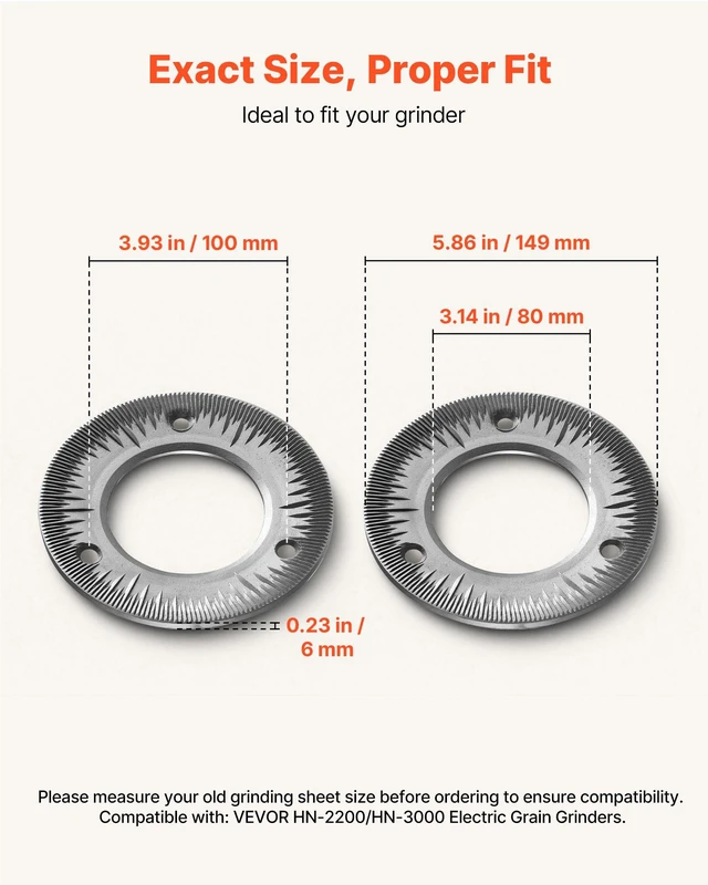 Alt view image 3 of 8 - VEVOR 2PCS Grinding Sheets for Electric Grain Mill Grinder, Cast Iron Dry Grinding Discs, Replacement Grinding Plates Compatible with VEVOR HN-2200, HN-3000 Corn Spice Mill Grinder