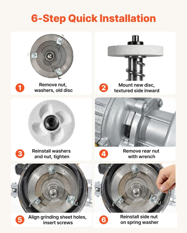 Alt view image 5 of 8 - VEVOR 2PCS Grinding Sheets for Electric Grain Mill Grinder, Marble Dry & Wet Grinding Discs, Replacement Grinding Plates Compatible with VEVOR GM-002 Corn Spice Mill Grinder