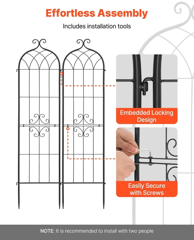Alt view image 4 of 8 - VEVOR Garden Trellis, 60 x 15 inch Rose Trellis, 4 Packs Garden Flower Rose Trellises with Powder-Coated Finish & Convenient Locking Design, Plant Support Trellises for Flowers, Vegetables, Roses