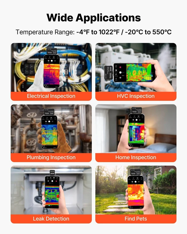 Alt view image 3 of 8 - VEVOR Thermal Imaging Camera for Android & iOS, 512 x 384 Super Resolution, 25HZ Refresh Rate Infrared Thermal Imager for Smartphones Tablets, 256 x 192 IR Resolution, -4°F-1022°F & 6 Color Palettes