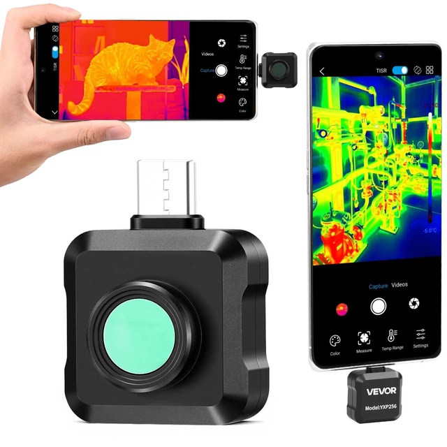 Main image of VEVOR Thermal Imaging Camera for Android, 512 x 384 TISR Super Resolution, 25HZ Refresh Rate Infrared Thermal Imager for Smartphone Tablet, 256 x 192 IR Resolution, -4°F to 1022°F & 15 Color Palettes