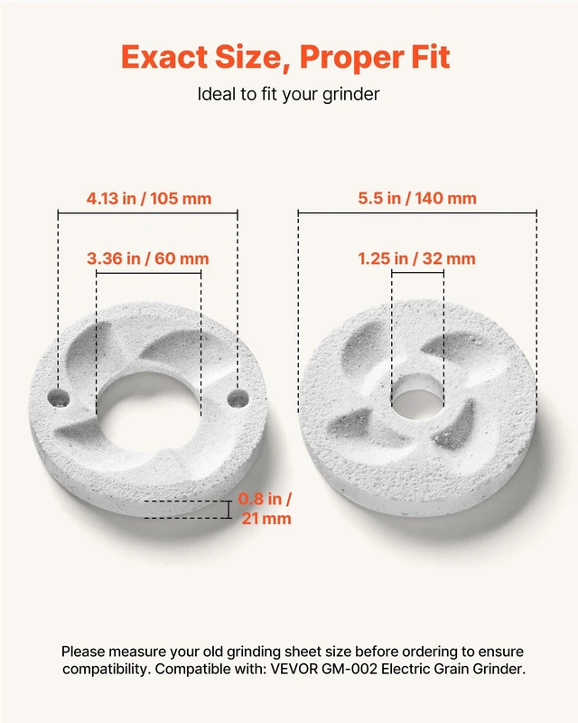 Alt view image 3 of 8 - VEVOR 2PCS Grinding Sheets for Electric Grain Mill Grinder, Marble Dry & Wet Grinding Discs, Replacement Grinding Plates Compatible with VEVOR GM-002 Corn Spice Mill Grinder