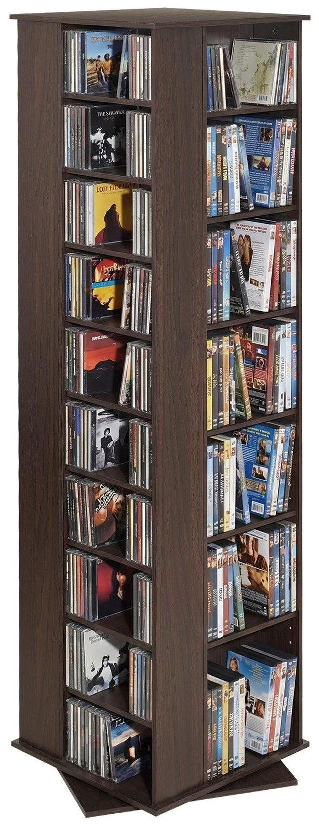 Main image of VEVOR Media Storage Cabinet, CD Rack Tower, 34 Compartments Rotating Media Tower Rack for CDs, DVDs, Books and Game Discs, DVD Stand for Living Room, Home Office and Recording Room, Brown