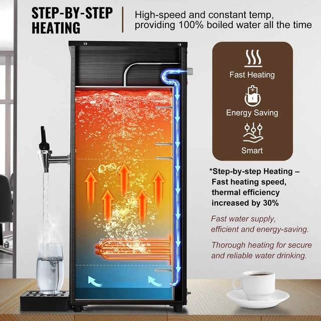 Alt view image 5 of 8 - VEVOR Commercial Water Boiler, Electric Hot Water Dispenser with 316 Stainless Steel Heating Tube, 1500W Step-by-step Fast Heating 50L per Hour Hot Water Boiler, for Coffee Tea Restaurant Office