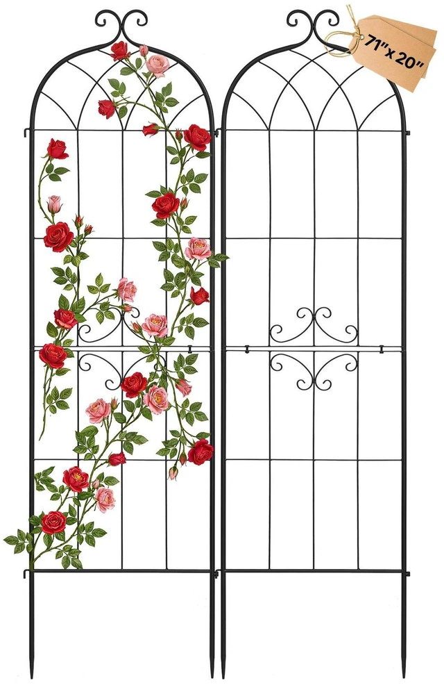 Main image of VEVOR Garden Trellis, 71 x 20 inch Rose Trellis, 2 Packs Garden Flower Rose Trellises with Powder-Coated Finish & Convenient Locking Design, Plant Support Trellises for Flowers, Vegetables, Roses