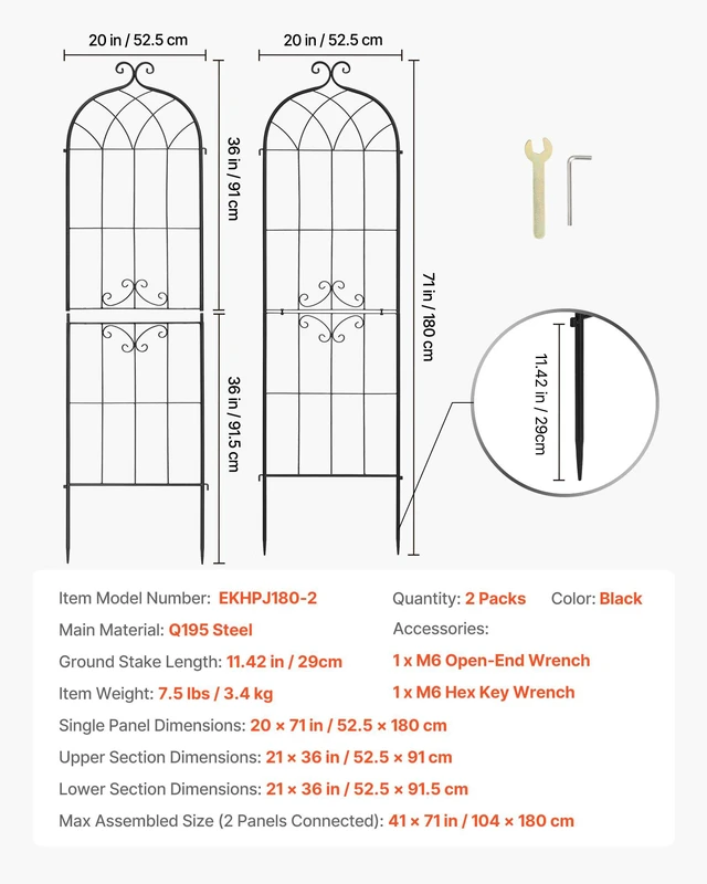 Alt view image 7 of 8 - VEVOR Garden Trellis, 71 x 20 inch Rose Trellis, 2 Packs Garden Flower Rose Trellises with Powder-Coated Finish & Convenient Locking Design, Plant Support Trellises for Flowers, Vegetables, Roses