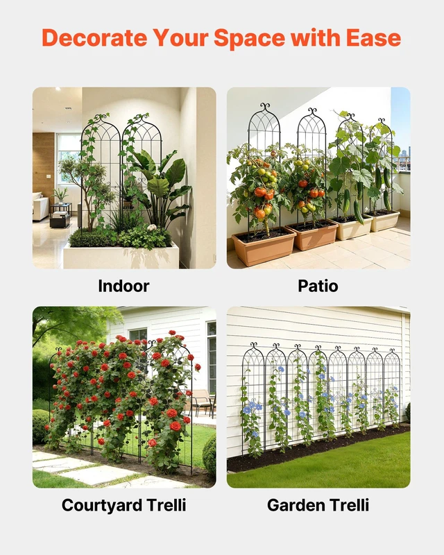 Alt view image 6 of 8 - VEVOR Garden Trellis, 71 x 20 inch Rose Trellis, 2 Packs Garden Flower Rose Trellises with Powder-Coated Finish & Convenient Locking Design, Plant Support Trellises for Flowers, Vegetables, Roses