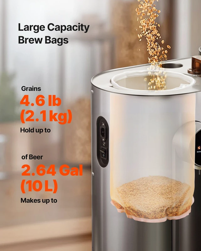 Alt view image 3 of 8 - VEVOR Brew Bags, 2 PCS Food Grade Nylon Material Grain Bag, 10 PCS Natural Cotton-Linen Hop Bag, Easy to Clean, Reusable & Ultra-Fine Mesh Home Brewing Bags, Only for Our Automatic Beer Brewer
