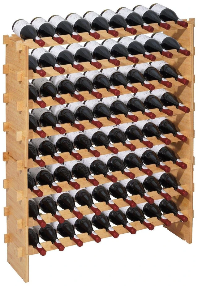 Main image of VEVOR 72 Bottle Stackable Modular Wine Rack, 8-Tier, Floor Freestanding Wine Storage Rack, Sturdy Wines Holder Display Shelf, Wobble-Free Shelves, Easy Assembly, for Kitchen, Cellar, and Bar, Natural