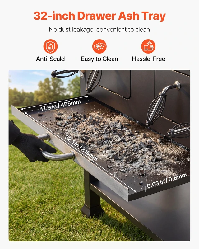 Alt view image 5 of 8 - VEVOR Charcoal Grill, 780 sq.in. Extra-Large Charcoal Barbecue Grill with 2 Liftable Charcoal Trays & Folding Side Tables, High-Temp Powder-Coated Steel BBQ Cooking Grills for Patio Backyard Parties