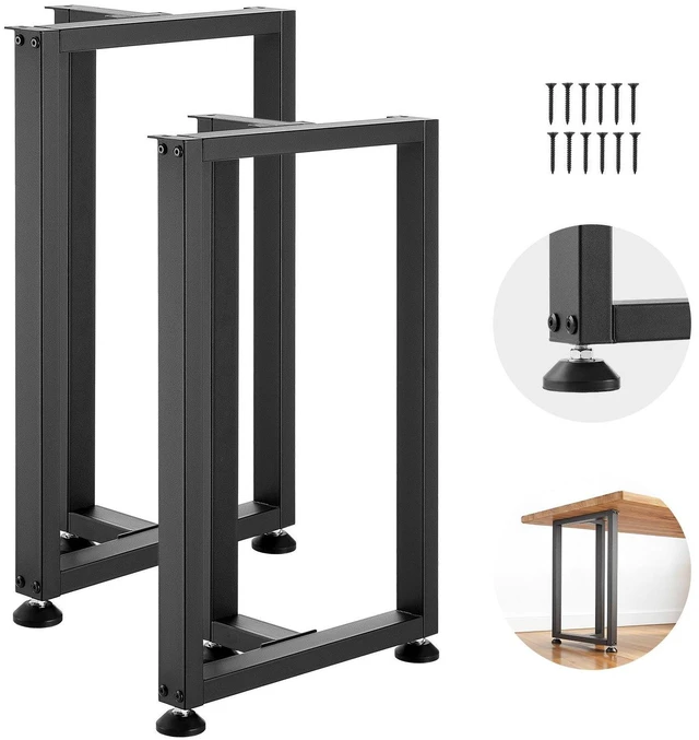 Main image of VEVOR Table Legs, 29.1" H x 17.7" W Square T Shape Steel Furniture Legs, Modular Design, Easy Assembly, 2204 lbs Max Load Heavy Duty, for Home Office Desk, Dinner Table, Workbenches, Set of 2, Black