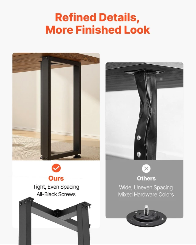 Alt view image 4 of 8 - VEVOR Table Legs, 29.1" H x 17.7" W Square T Shape Steel Furniture Legs, Modular Design, Easy Assembly, 2204 lbs Max Load Heavy Duty, for Home Office Desk, Dinner Table, Workbenches, Set of 2, Black