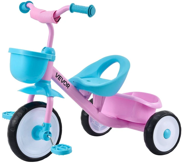 Main image of VEVOR Toddler Tricycle for 2-5 Year Old, Kids Trike with Adjustable Seat, Storage Basket, Carbon Steel Frame, Handlebar Grips for Outdoor Play, Tricycle for Toddlers, Birthday Toy for Boys and Girls