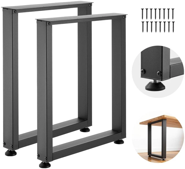 Main image of VEVOR Table Legs, 29.5" H x 23.6" W Square Steel Furniture Legs, Modular Design, Easy Assembly, 2204 lbs Max Load Heavy Duty, for Home Office Desk, Workbenches, Dinner Bar Tables, Set of 2, Black