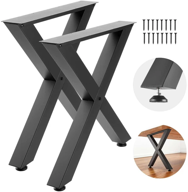 Main image of VEVOR Table Legs, 29.5" H x 29.9" W Steel Furniture Legs, Modular Design, Easy Assembly, 2204 lbs Max Load Heavy Duty, for Home Office Desk, Coffee Dinner Bar Tables, Workbench,2 PCS, X Frame, Black