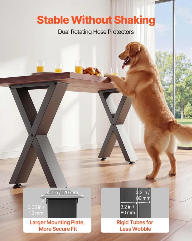 Alt view image 3 of 8 - VEVOR Table Legs, 29.5" H x 29.9" W Steel Furniture Legs, Modular Design, Easy Assembly, 2204 lbs Max Load Heavy Duty, for Home Office Desk, Coffee Dinner Bar Tables, Workbench,2 PCS, X Frame, Black