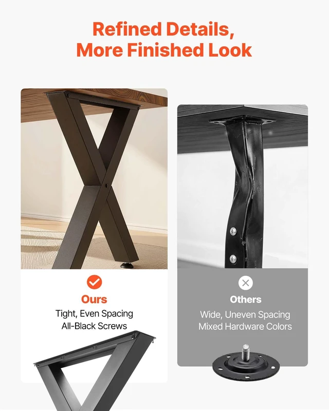Alt view image 4 of 8 - VEVOR Table Legs, 29.5" H x 29.9" W Steel Furniture Legs, Modular Design, Easy Assembly, 2204 lbs Max Load Heavy Duty, for Home Office Desk, Coffee Dinner Bar Tables, Workbench,2 PCS, X Frame, Black