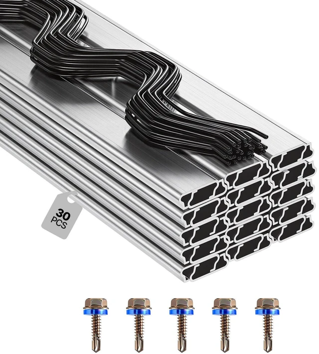 Main image of VEVOR Greenhouse Spring Wire and Lock Channel, 30 Packs 6.56 ft PVC-Coated Wiggle Wire & Aluminum Alloy Channel Bundle Kit with Included Screws, 0.05 in Thickened, Poly Film & Shade Cloth Attachments