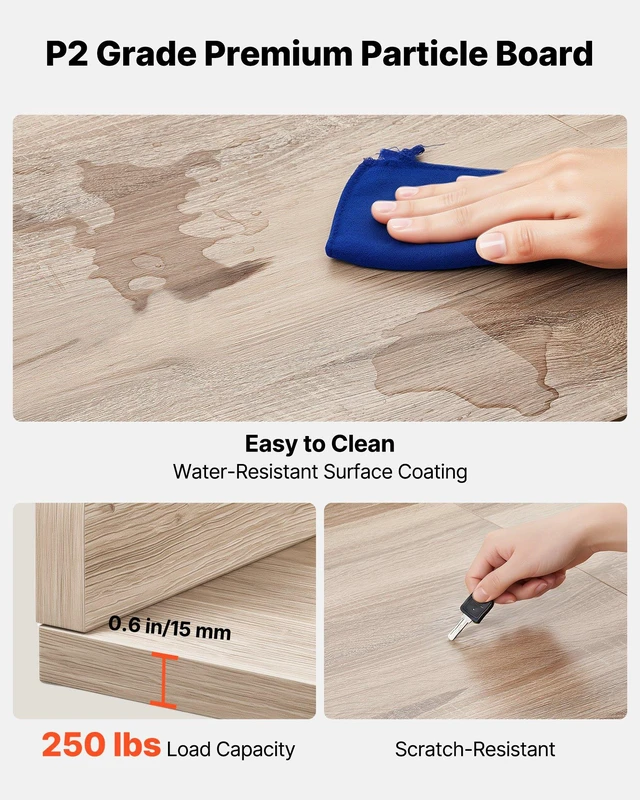 Alt view image 4 of 8 - VEVOR Washer Dryer Countertop, 54 x 27.5 in Wooden Washer and Dryer Topper with Edge & 2 Hooks, Water-Resistant Laundry Machine Topper for Laundry Closet Pantry Counter Organization and Storage, Oak