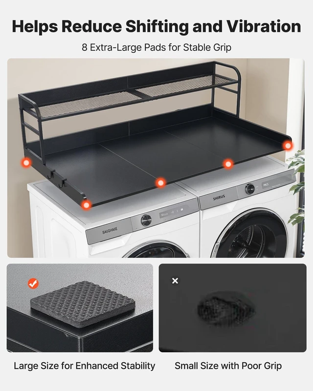 Alt view image 5 of 8 - VEVOR Washer Dryer Countertop with Shelf, 54 x 27.5 in Wooden Washer and Dryer Topper with Edge and 2 Hooks, Laundry Machine Topper for Laundry Closet Pantry Counter Organization and Storage, Black