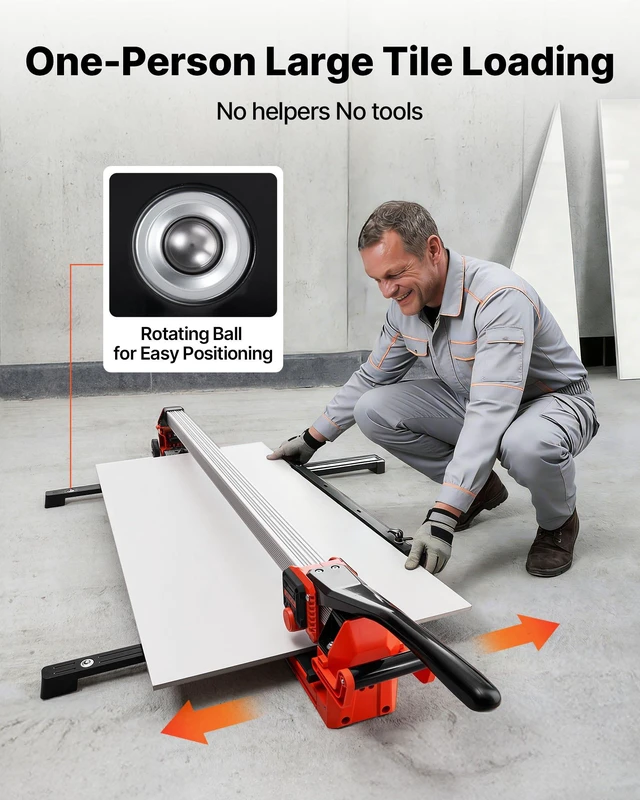 Alt view image 3 of 8 - VEVOR 47.2-Inch Manual Tile Cutter, Upgraded Rail and Sliding Head, Precision Alignment Guide, Tungsten Carbide Cutting Wheel, Support Legs with Swivel Wheels, for DIY Pros, Ceramic, Floor, Wall Tiles