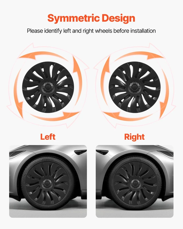 Alt view image 6 of 8 - VEVOR Hubcaps Wheel Covers for 2021-2024 Tesla Model Y, 19 Inch Set of 4 Wheel Rim Cover Hubcaps OEM Style Replacement, R19 Size Snap On Car Hub Caps, Premium 14-Spoke ABS Tire Rim Caps, Matte Black