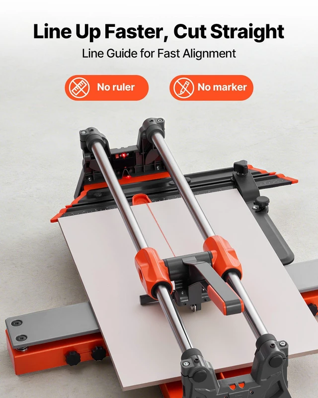 Alt view image 6 of 8 - VEVOR 24-Inch Manual Tile Cutter, Upgraded Sliding Head Cutting Tool with Spring-Loaded Base, Angle Fence, Tungsten Carbide Cutting Wheel, Alignment Guide, for DIY Pros, Ceramic, Floor, Wall Tiles