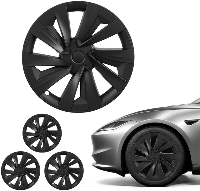 Main image of VEVOR Hubcaps Wheel Covers for 2025 Tesla Model Y, 19 Inch Set of 4 Wheel Rim Cover Hubcaps OEM Style Replacement, R19 Size Snap On Car Hub Caps, Premium Sturdy 10-Spoke ABS Tire Rim Caps, Matte Black