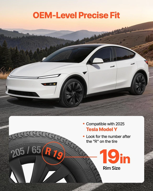 Alt view image 2 of 8 - VEVOR Hubcaps Wheel Covers for 2025 Tesla Model Y, 19 Inch Set of 4 Wheel Rim Cover Hubcaps OEM Style Replacement, R19 Size Snap On Car Hub Caps, Premium Sturdy 10-Spoke ABS Tire Rim Caps, Matte Black