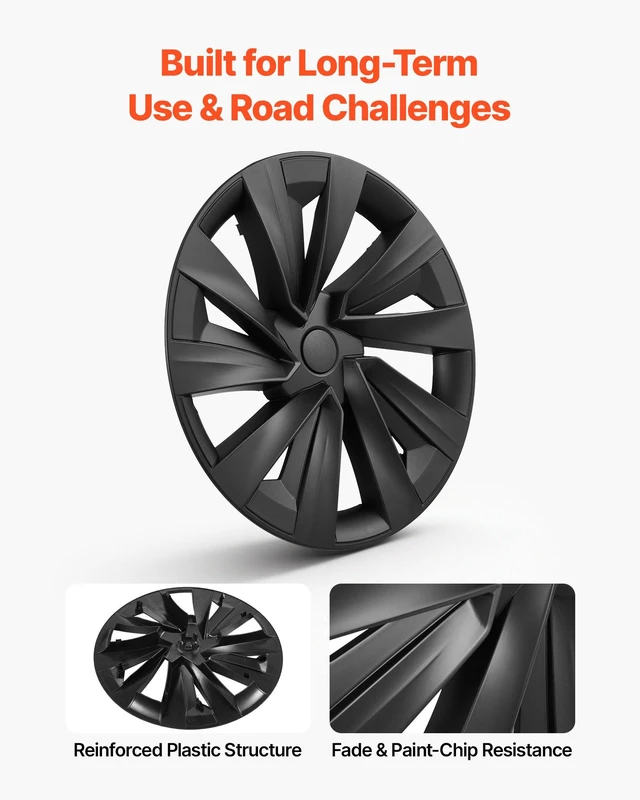 Alt view image 6 of 8 - VEVOR Hubcaps Wheel Covers for 2025 Tesla Model Y, 19 Inch Set of 4 Wheel Rim Cover Hubcaps OEM Style Replacement, R19 Size Snap On Car Hub Caps, Premium Sturdy 10-Spoke ABS Tire Rim Caps, Matte Black
