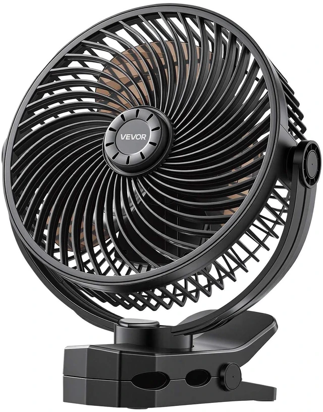 Main image of VEVOR Portable Clip Fan, Rechargeable Clip On Fan, USB Port with 3 Speeds & Circulation Mode, Strong Airflow Sturdy Clamp, Long Runtime for Desk, Golf Cart, Outdoor Camping Treadmill, Office, Black