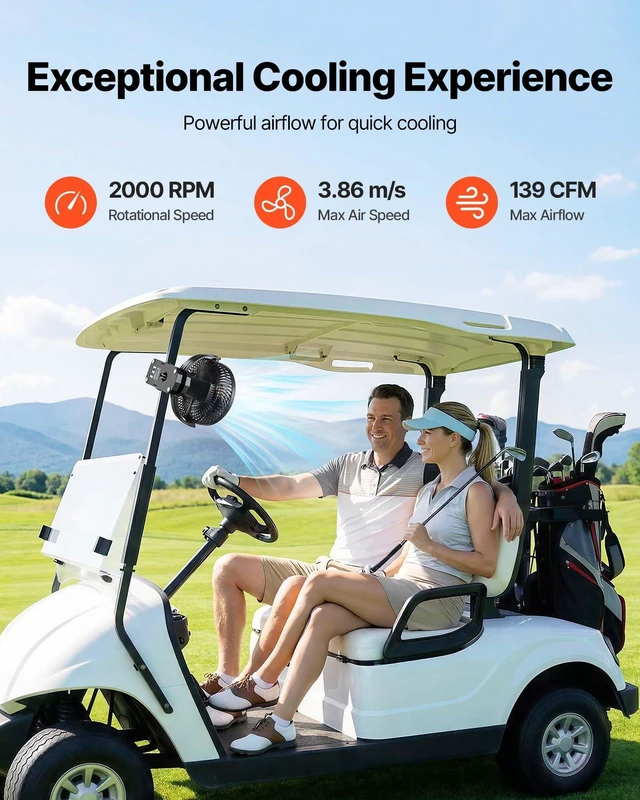Alt view image 2 of 8 - VEVOR Portable Clip Fan, Rechargeable Clip On Fan, USB Port with 3 Speeds & Circulation Mode, Strong Airflow Sturdy Clamp, Long Runtime for Desk, Golf Cart, Outdoor Camping Treadmill, Office, Black