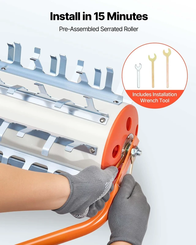 Alt view image 5 of 8 - VEVOR Lake Weed Roller, 12 ft Lake & Pond Weed Removal Tool, Muck Razer Aquatic & Sludge Tiller, Rid Roots and Muck Buildup, 9 Preassembled Galvanized Iron Blades, 3 Aluminum Handles, Easy Assembly