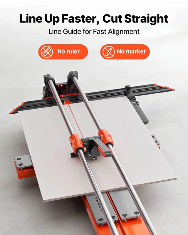 Alt view image 6 of 8 - VEVOR 47.2-Inch Manual Tile Cutter, Upgraded Sliding Head Cutting Tool with Spring-Loaded Base, Angle Fence, Tungsten Carbide Cutting Wheel, Alignment Guide, for DIY Pros, Ceramic, Floor, Wall Tiles