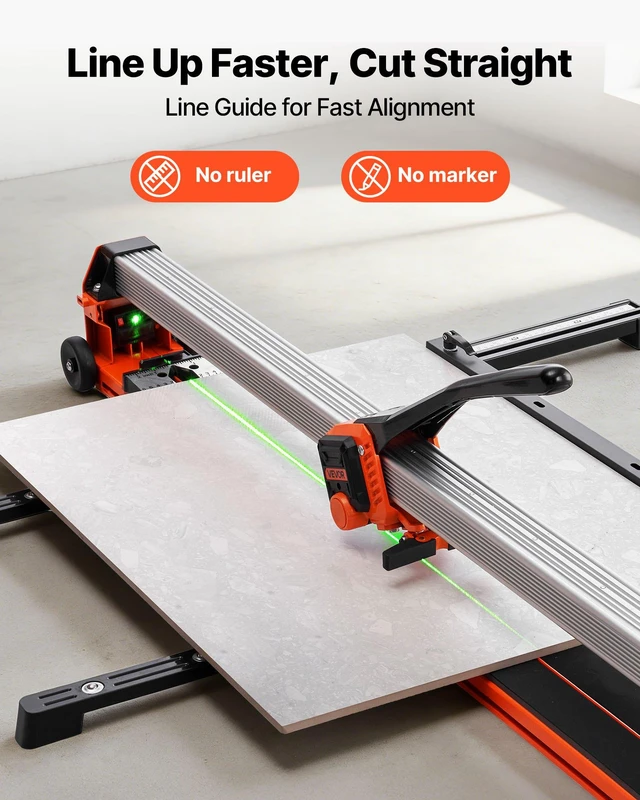 Alt view image 6 of 8 - VEVOR 47.2-Inch Manual Tile Cutter, Upgraded Rail and Sliding Head, Precision Alignment Guide, Tungsten Carbide Cutting Wheel, Support Legs with Swivel Wheels, for DIY Pros, Ceramic, Floor, Wall Tiles