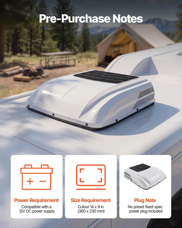 Alt view image 6 of 8 - VEVOR Truck Air Conditioner, 12V 10000 BTU RV Rooftop AC Unit, 350 m³/h Airflow Cab Air Conditioner with Copper Evaporator, Quiet A/C Unit Fast Cooling for Semi Truck Trailer Motorhome Tractor Caravan