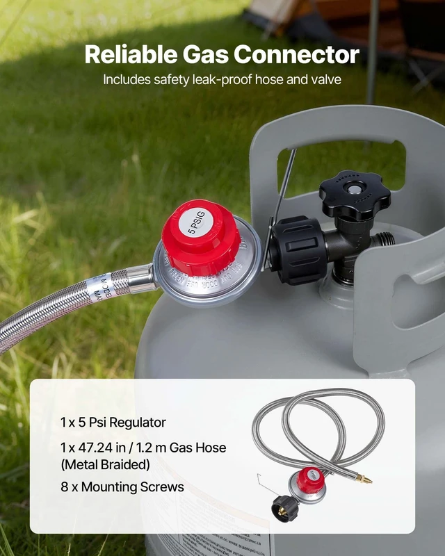 Alt view image 5 of 8 - VEVOR Single Burner Outdoor Propane Gas Stove, 100,000 BTU Propane LPG Gas Camping Stove, Heavy Duty Carbon Steel Outdoor Cooker, with Tall Stand & PSI Regulator, for BBQ Camp Home Patio RV Cooking