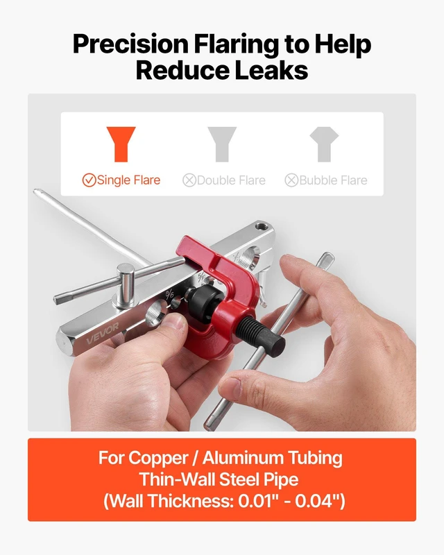 Alt view image 4 of 8 - VEVOR 3/16" Brake Line Repair Kit, 45° Single Brake Line Flaring Tool Kit, 25FT Copper-Coated Brake Line with 20 Fittings & 2 Unions, 3-in-1 Tube Bender (1/4", 5/16", 3/8"), Tube Cutter Included
