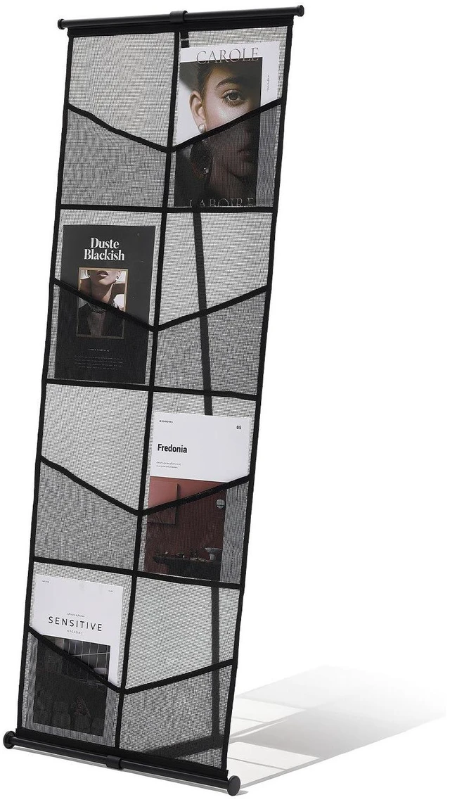 Main image of VEVOR Brochure Display Stand, 4-Tier 8 Pockets Mesh Literature Display Holder, Floor Standing Magazine Newspaper Catalog Rack, Lightweight and Portable with Carrying Bag for Shop Exhibitions Office