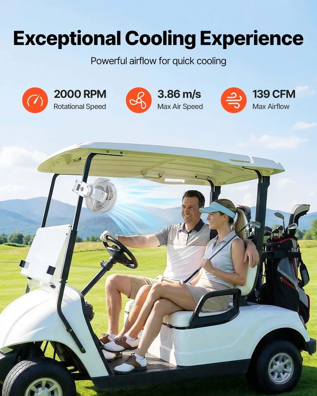 Alt view image 2 of 8 - VEVOR Portable Clip Fan, Rechargeable Clip On Fan, USB Port with 3 Speeds & Circulation Mode, Strong Airflow Sturdy Clamp, Long Runtime for Desk, Golf Cart, Outdoor Camping Treadmill, Office, White