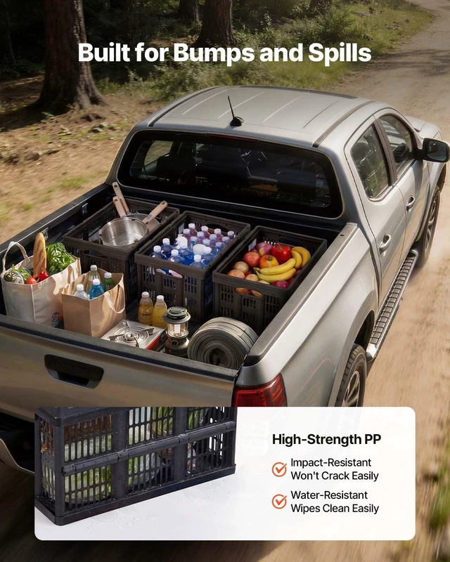 Alt view image 6 of 8 - VEVOR Plastic Collapsible Storage Bins, 45L 3 Packs, Stackable Folding Storage Crates with Handles, Holds 33 lbs Per Bin, Foldable Heavy Duty Containers, Space-Saving Baskets, for Home Organizing